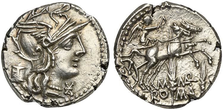 M. Marcius Mn.f., Denarius, Rome, ... 
