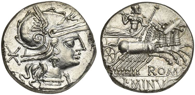 L. Minucius, Denarius, Rome, 133 ... 