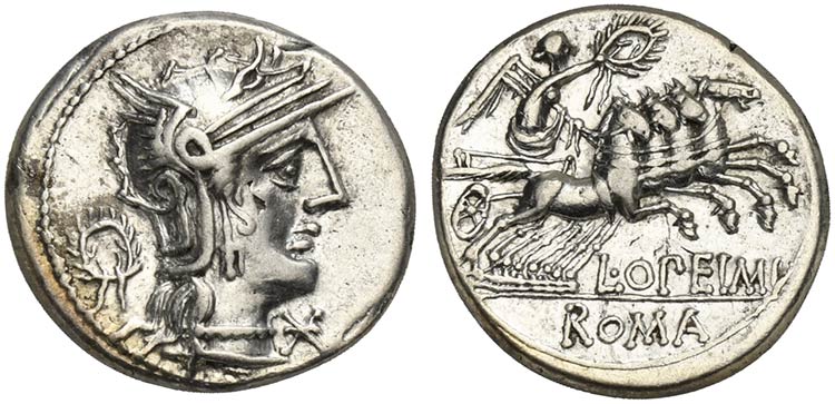 L. Opimius, Denarius, Rome, 131 ... 
