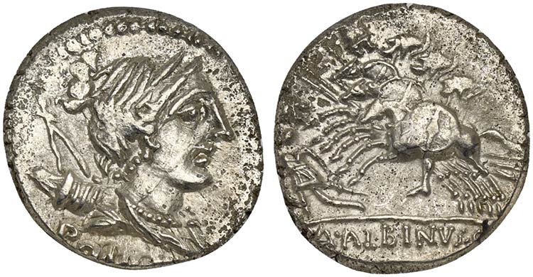 A. Albinus Sp.f., Denarius, Rome, ... 
