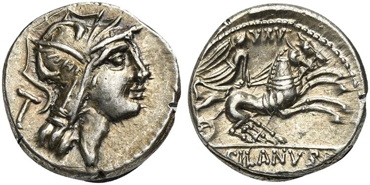D. Silanus L.f., Denarius, Rome, ... 