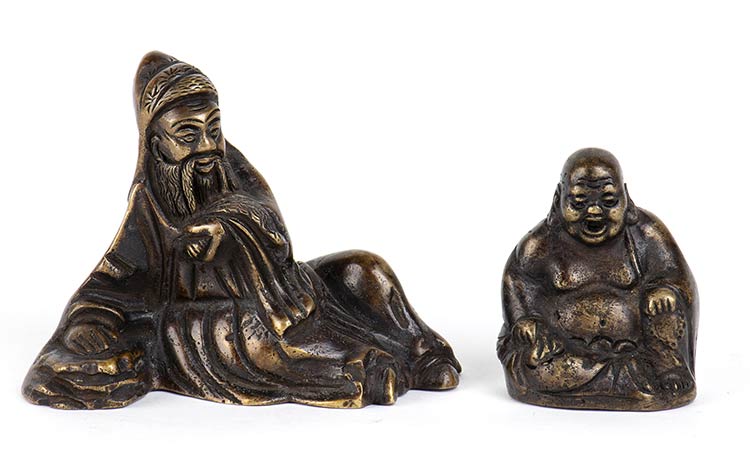 TWO BRONZE SCULPTURE OF BUDAI AND ... 