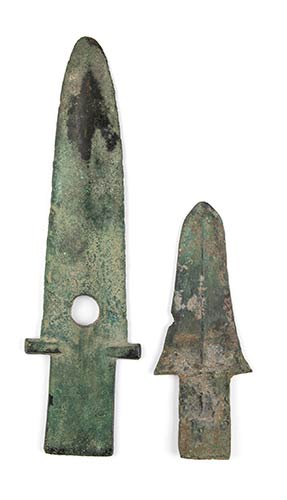 TWO BRONZE BLADES, GE China, late ... 
