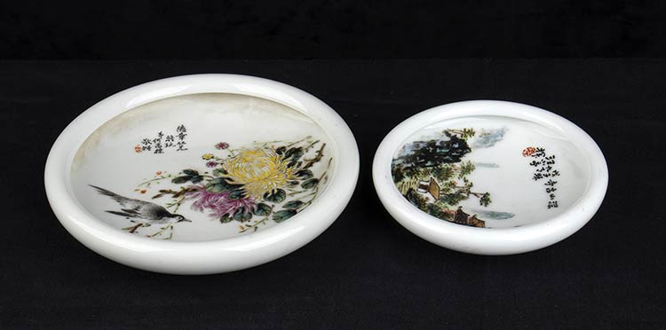 TWO POLYCHROME PORCELAIN SMALL ... 