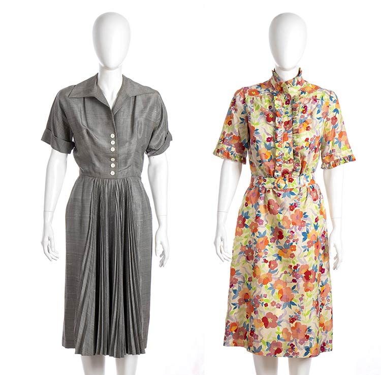 2 COTTON SILK DRESSES  60s  Two ... 