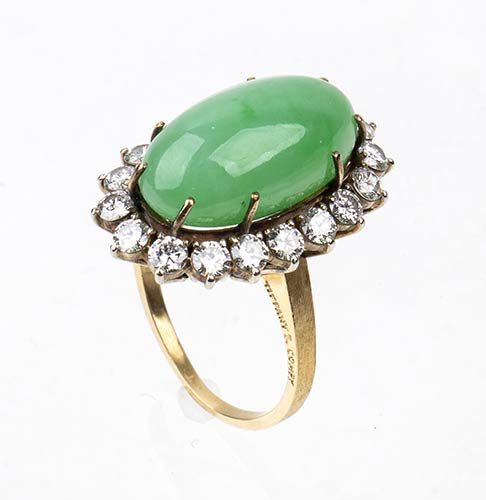 Tiffany, yellow gold jade ring  ... 