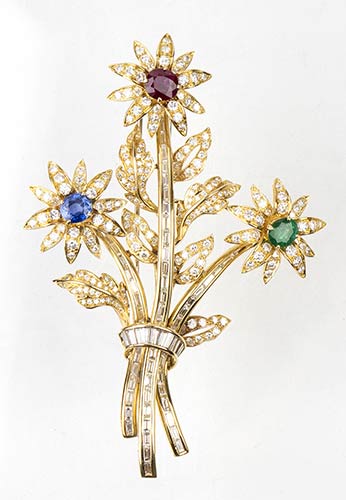 Chaumette, yellow gold brooch  ... 