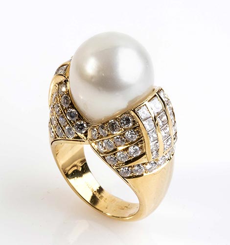F. Moroni gold ring pearl and ... 