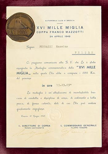 XVI Mille Miglia, medal with ... 