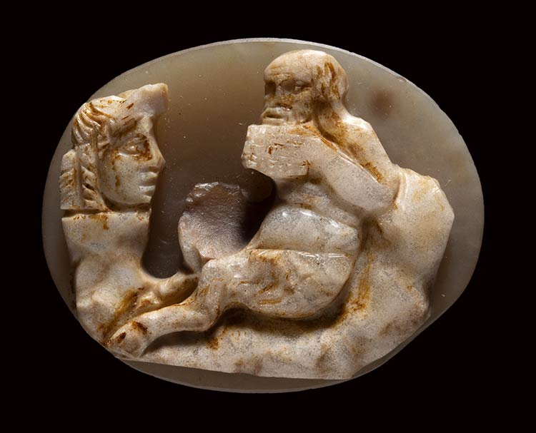 A roman agate cameo. Satyr and ... 