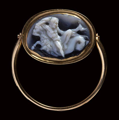 An roman agate cameo mounted on a ... 