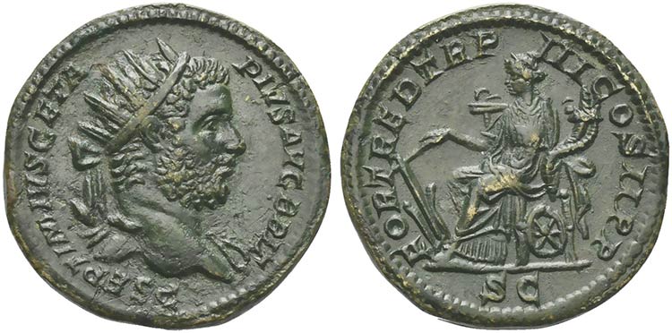 Geta (209-212), Dupondius, Rome, ... 