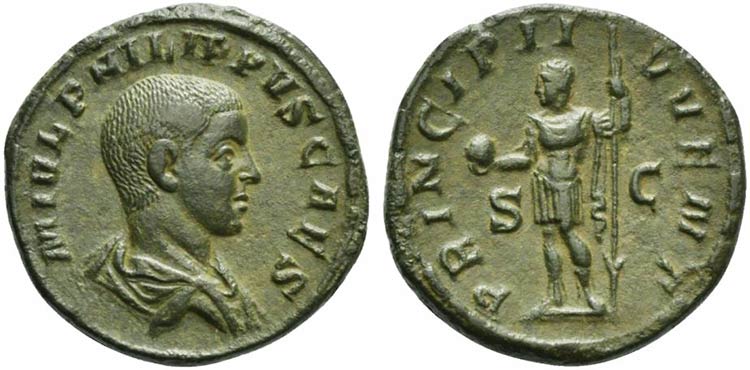 Philip II, as Caesar, Sestertius ... 