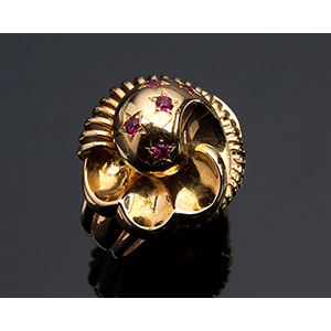 18K yellow gold flower ring with 5 ... 