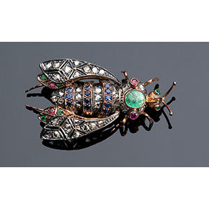 14K gold insect brooch; ; set with ... 