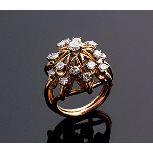 Vintage 18K gold diamond Ring - ... 