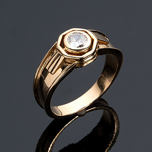 Vintage 18k yellow gold solitaire ... 