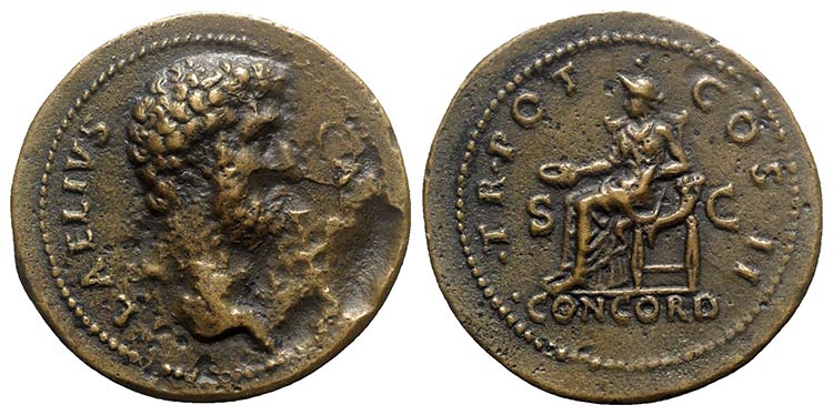 Aelius (Caesar, 136-138). Cast Æ ... 