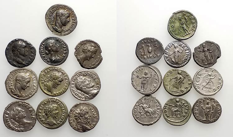 Lot of 10 Roman Imperial Denarii, ... 