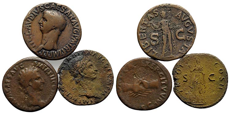 Lot of 3 Roman Imperial Æ Asses, ... 