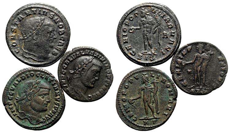 Lot of 3 Roman Imperial Æ Folles, ... 