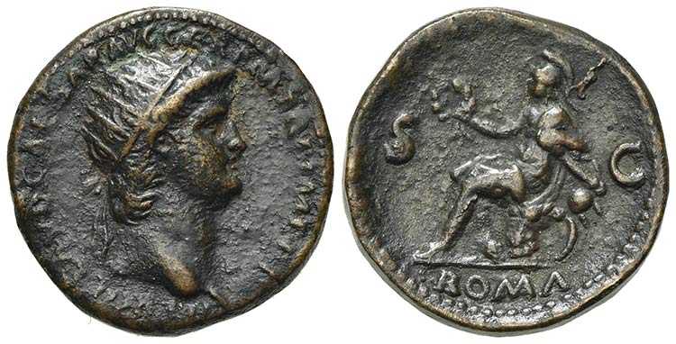 Nero (54-68). Æ Dupondius (27mm, ... 