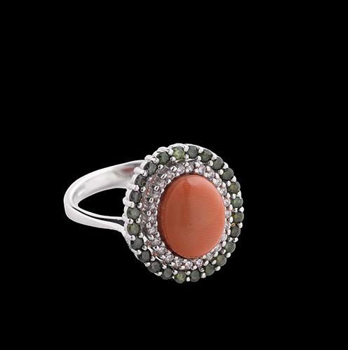 18k white gold ring with cabochon ... 