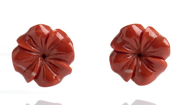 Two floral carved  Cerasuolo coral ... 