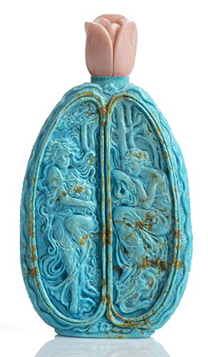 A turquoise bottle shaped ... 