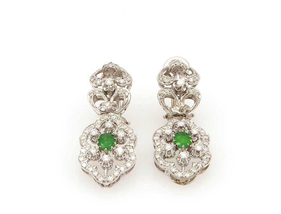 Diamonds and emeralds earrings; ; ... 