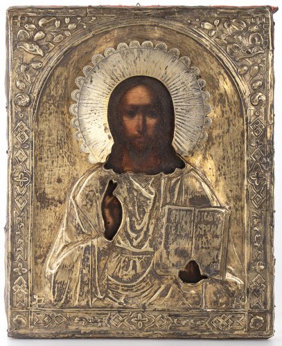 Russian icon with silver oklad of ... 