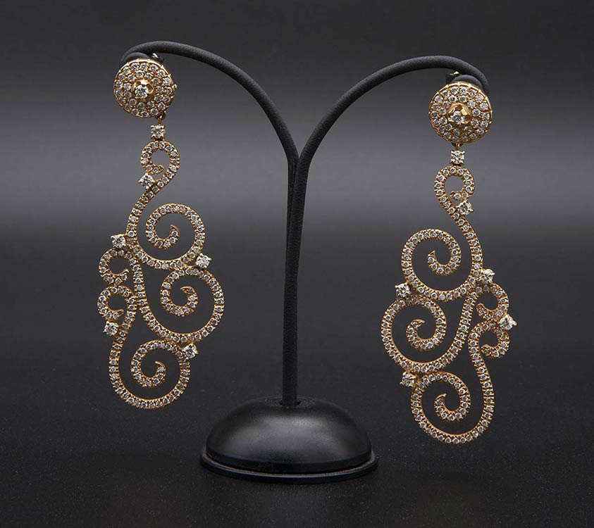 Diamonds earrings; ; 18k rose ... 