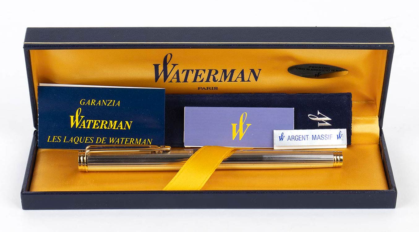 Waterman, penna stilografica in argento, pennino  - Bertolami Fine Art