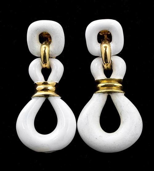 Enamel and gold earrings - ... 