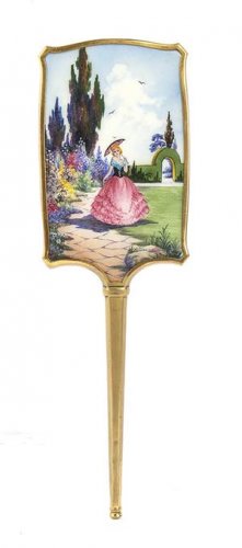 French enamel hand mirror - late ... 