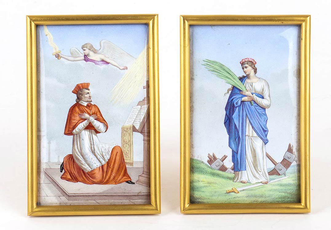 Pair of French frames with enamel ... 