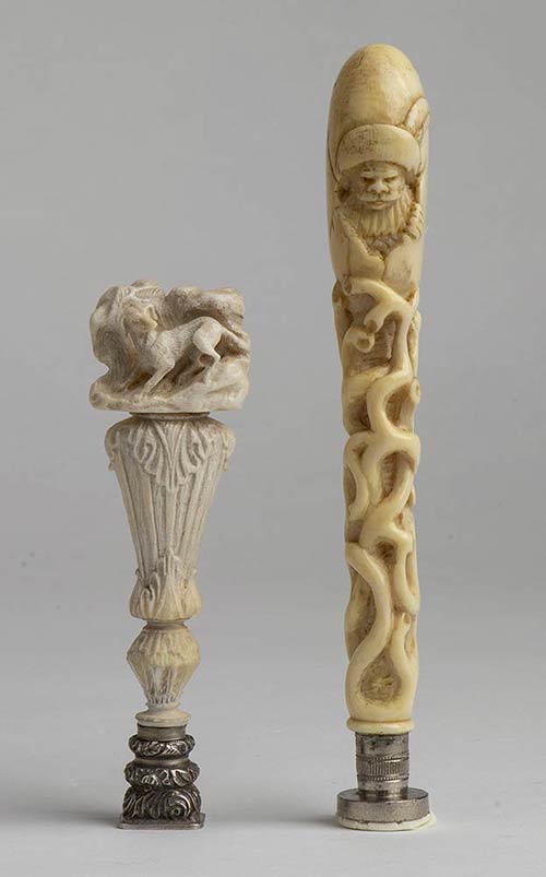 Two wax seals; Germany carved bone ... 