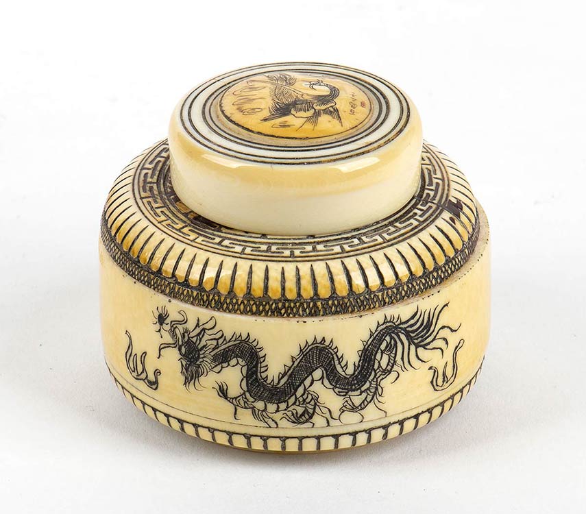 Chinese ivory box - Qing 19th ... 