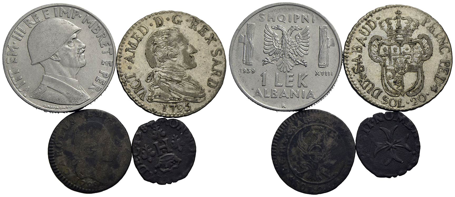 Savoia - Lotto di 4 monete - Varie