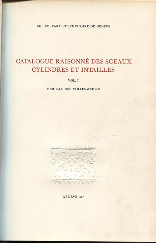 VOLLENWEIDER  M.L. - Catalogue ... 