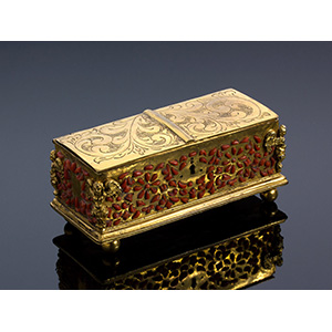 A coral and copper treasure chest, ... 