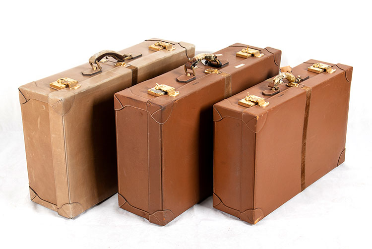 GUCCI3 LEATHER SUITCASES80s Brown ... 