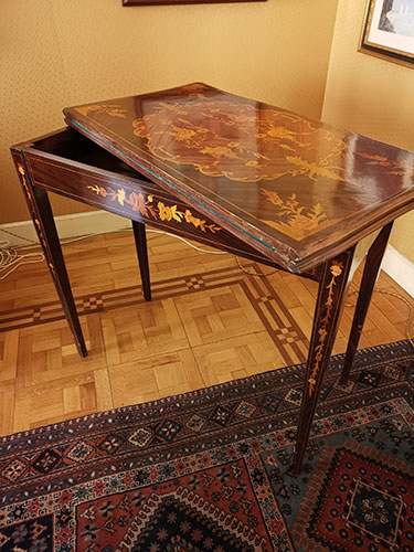 Card table Inlaid top, folding ... 