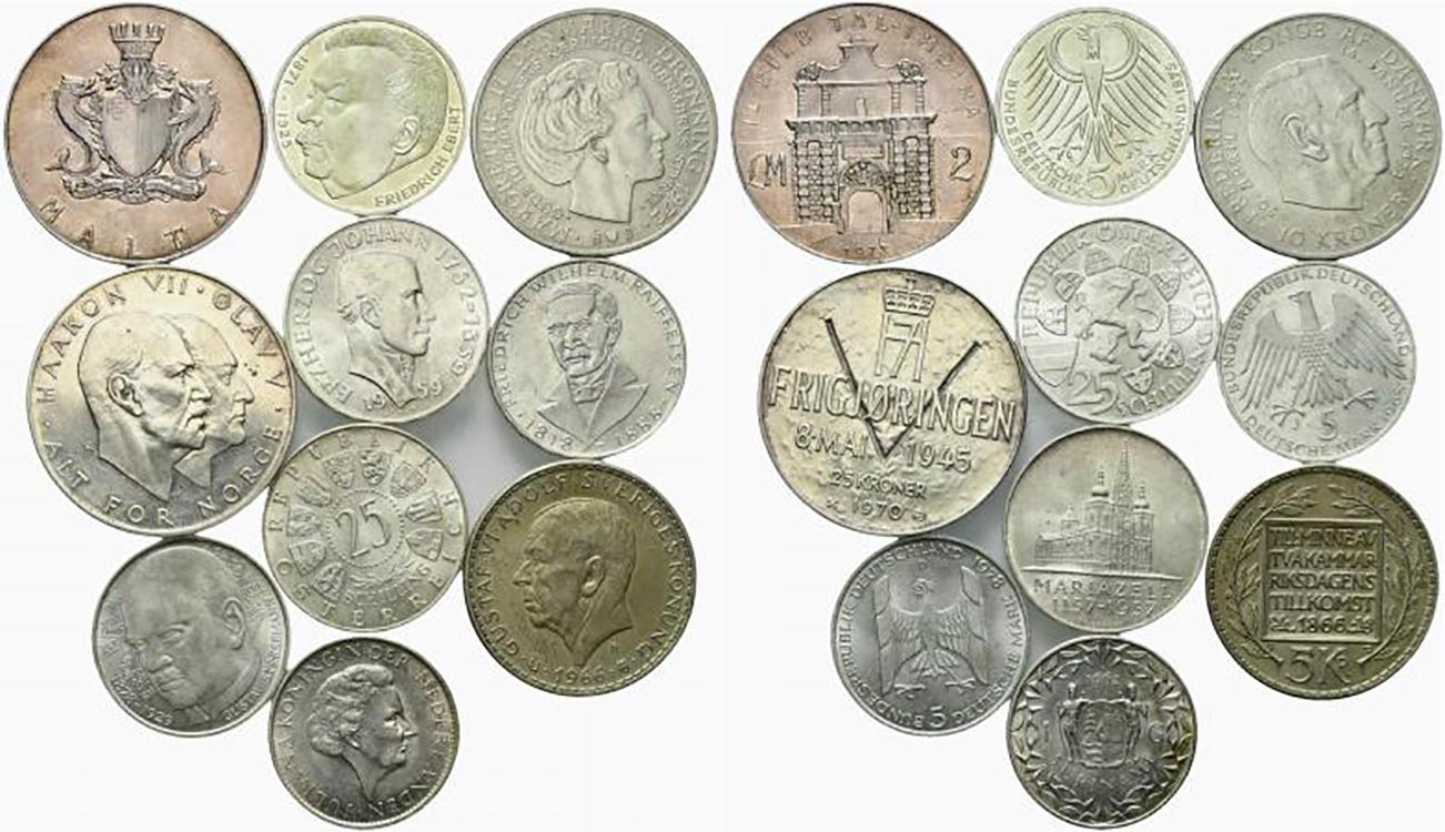 Lotto di 10 monete Europee in AR ... 
