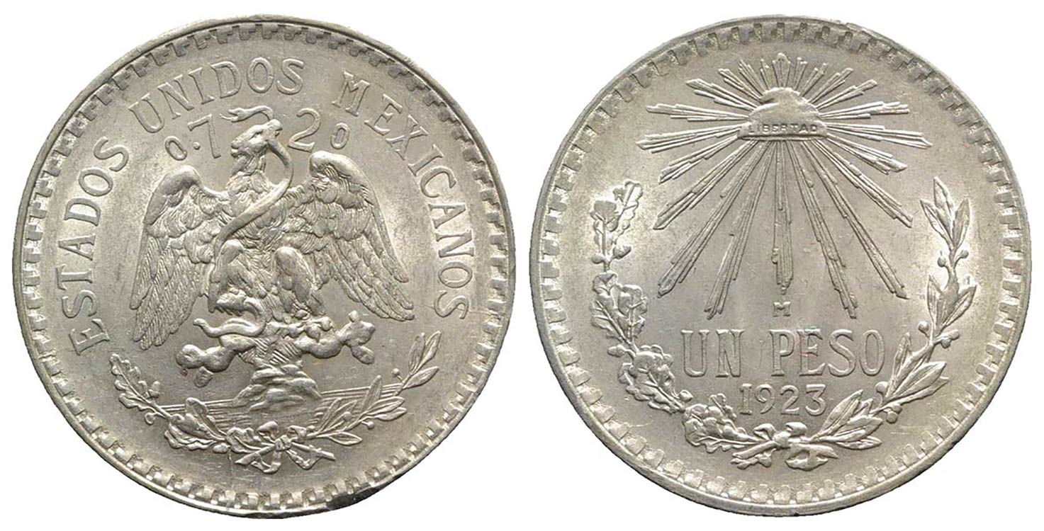 Messico. AR 1 Peso 1923 (34mm, ... 