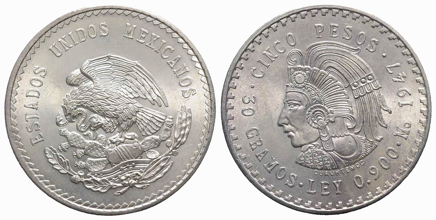 Messico. AR 5 Pesos 1947 (40mm, ... 