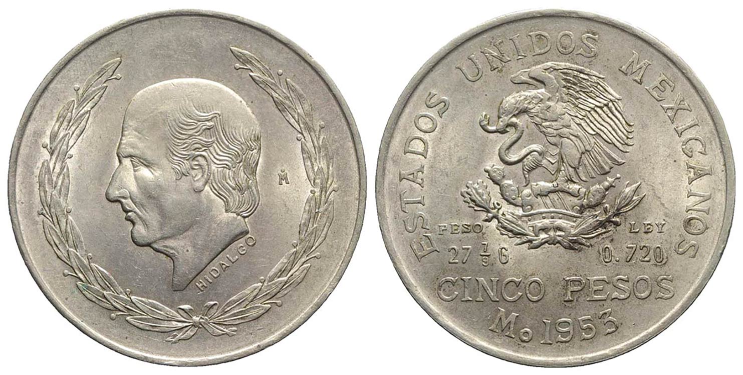 Messico. AR 5 Pesos 1953 (40mm, ... 