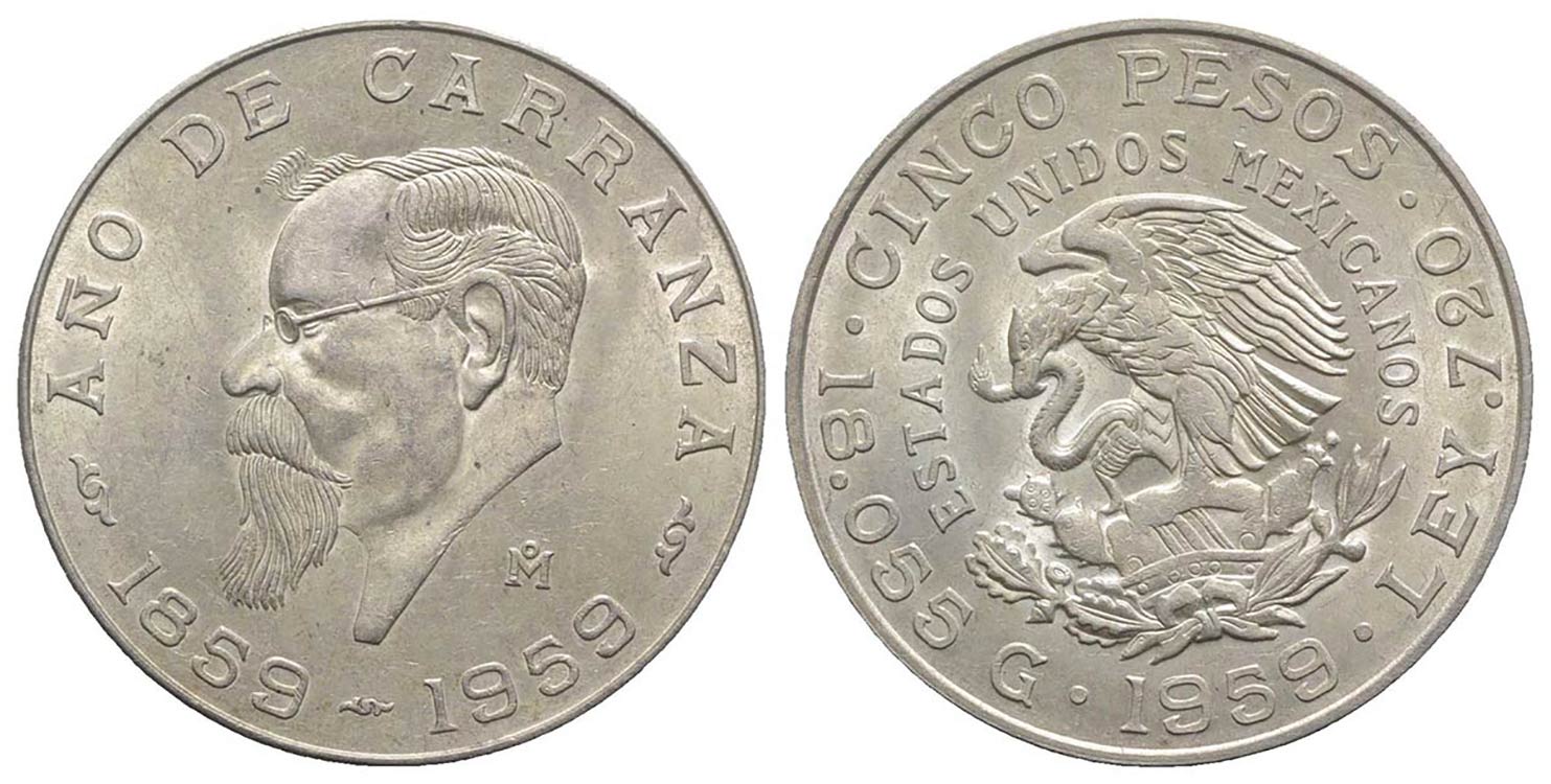 Messico. AR 5 Pesos 1959, ... 