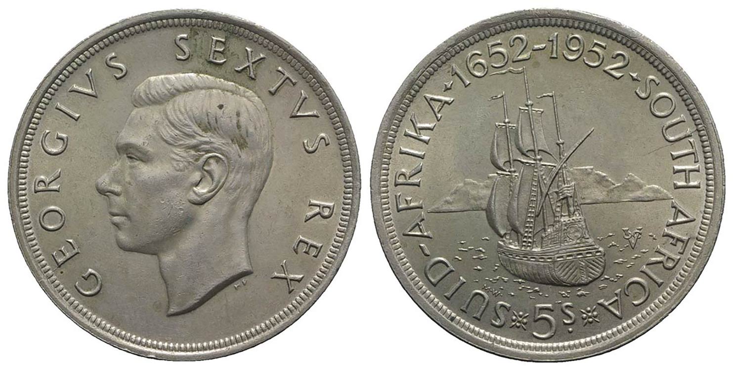 Sud Africa. AR 5 Shillings 1952 ... 
