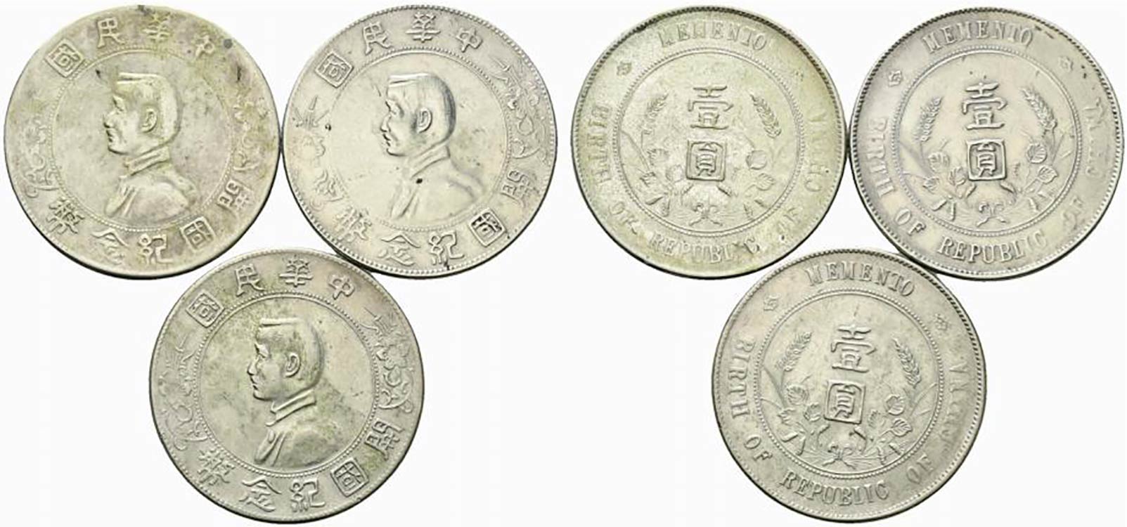Cina.  Lotto di 3 AR Dollar, 1927 ... 